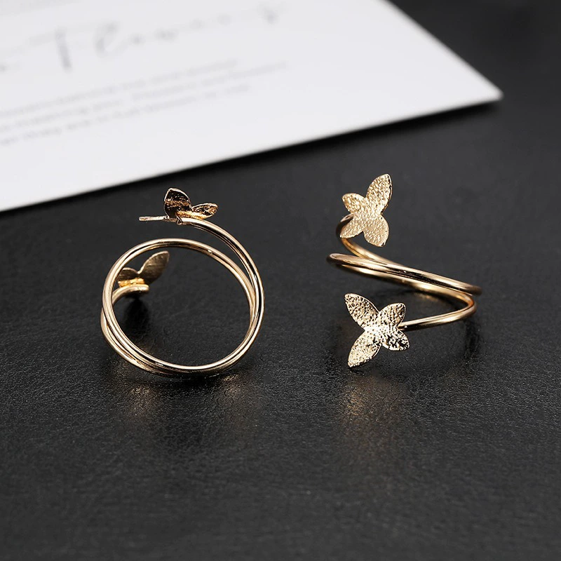 Stylish Bicolor Butterfly Cut-Out Alloy Ring - Image 2