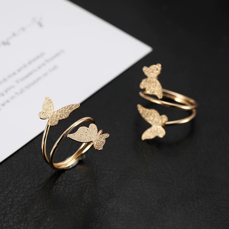 Stylish Bicolor Butterfly Cut-Out Alloy Ring - Image 3